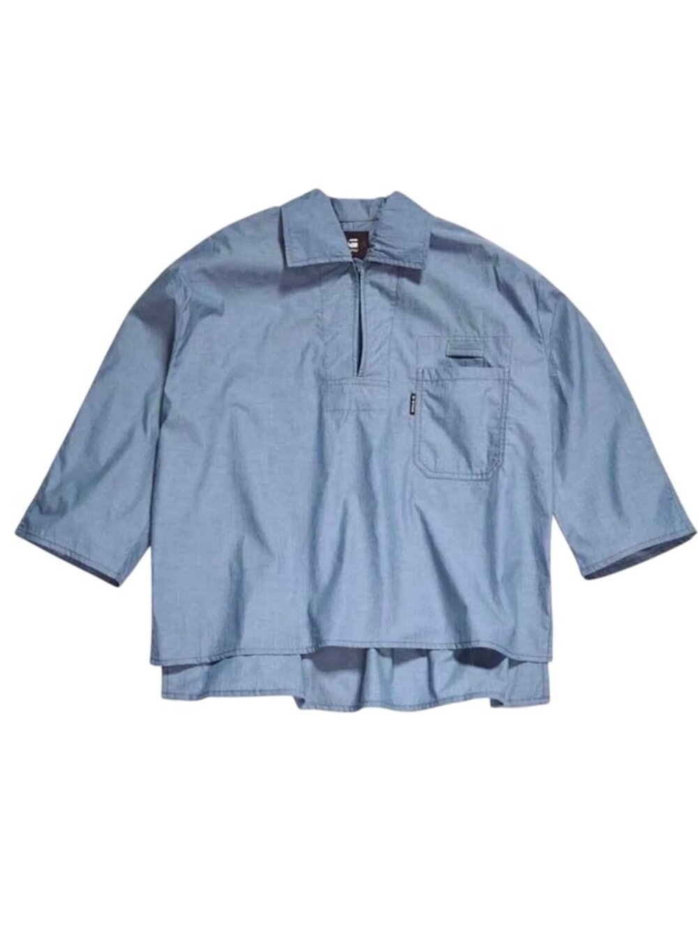 G-Star Raw Blue 100% Cotton Oversized Pullover Shirt 3/4 Sleeves Chest Pocket